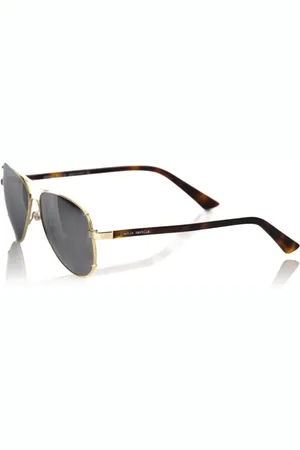 FRANKIE MORELLO Akcesoria, Mężczyzna, Żółty, ONE SIZE, Złote Okulary Aviator z Dymionymi Szkłami