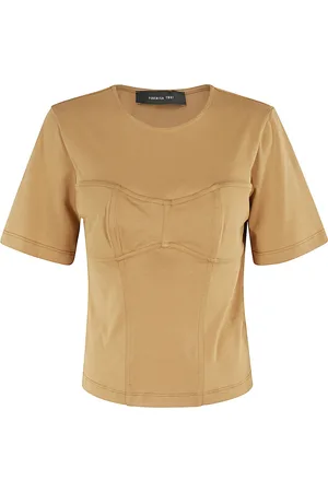 FEDERICA TOSI Koszulki, Kobieta, brązowy, M, Luźny Bawełniany T-shirt