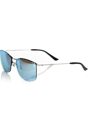FRANKIE MORELLO Akcesoria, Mężczyzna, Szary, ONE SIZE, Srebrne Okulary Clubmaster z Niebieskim Lustrem