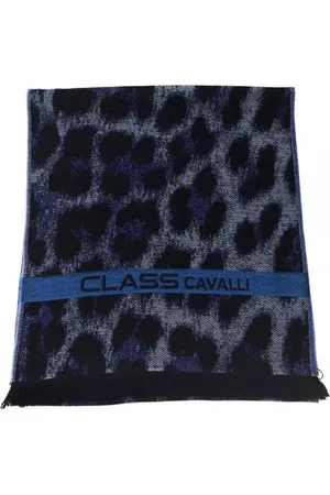 Roberto Cavalli Akcesoria, Mężczyzna, Wielobarwność, ONE SIZE, Luksusowy Szal Wełniany z Zwierzęcym Wzorem
