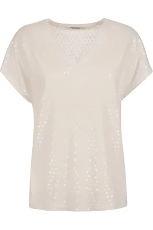 KANGRA CASHMERE Koszulki, Kobieta, Biały, M, Białe T-shirty i Pola z Haftem