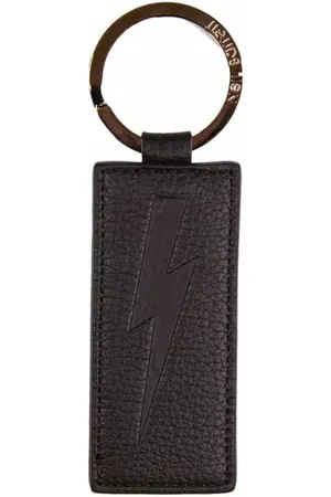 Neil Barrett Akcesoria, Mężczyzna, Czarny, ONE SIZE, Czarny Brelok Skórzany Stylowy Design