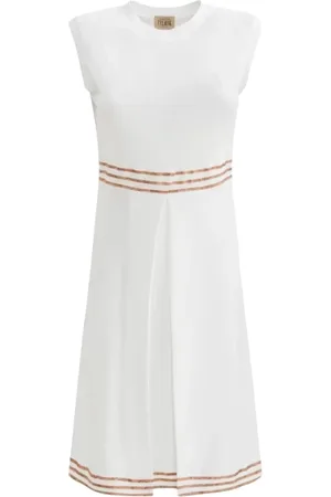 ALVIERO MARTINI 1A CLASSE Sukienki, Kobieta, Biały, M, Sukienka bez rękawów Geo Classic Piquet