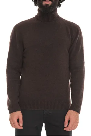 hindustrie Swetry, Mężczyzna, brązowy, 3XL, Len, Kaszmirek Turtleneck Pullover Slim Fit