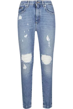 Dolce & Gabbana Jeansy, Kobieta, Niebieski, S, Denim, Jeansyy Audrey z Denimu Stretch z Przetarciami