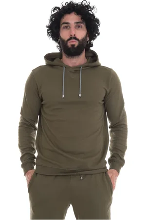hindustrie Bluzy, Mężczyzna, Zielony, XL, Bawełna, Bluza z kapturem z elastycznym dzianiną