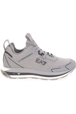 EA7 Buty, Mężczyzna, Szary, 42 EU, Poliester, Jasnoszare sneakersy z metalowymi orłami