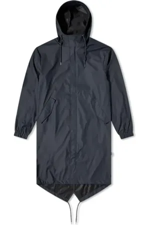 Rains Kurtki, Kobieta, Niebieski, L, Granatowa Parka Fishtail z Asymetrycznym Dolem