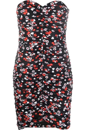 Moschino Sukienki, Kobieta, Czarny, S, Kwiatowy bezramienny mini sukienka