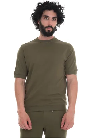 hindustrie Koszulki, Mężczyzna, Zielony, M, Bawełna, Krótki Rękaw Crewneck Sweatshirt Jersey