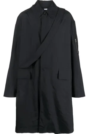 Random Identities Płaszcze, Mężczyzna, Czarny, S, Navy Raincoat with Strap