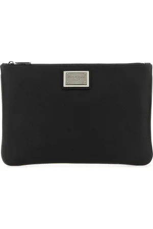 Dolce & Gabbana Torebki, Mężczyzna, Czarny, ONE SIZE, Nylon, Czarna Skórzana i Nylonowa Torebka