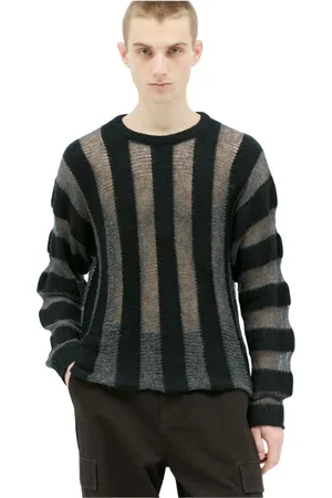 Brain Dead Swetry, Mężczyzna, Czarny, XL, Nylon, Paski Sweter