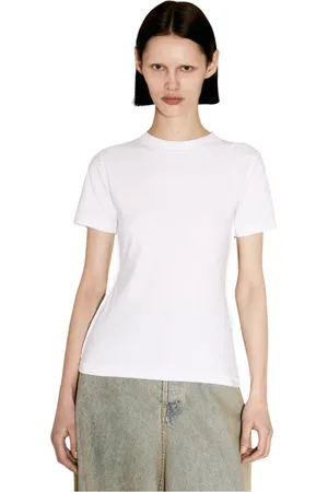 Vetements Koszulki, Kobieta, Biały, S, T-shirt z haftem logo od tyłu