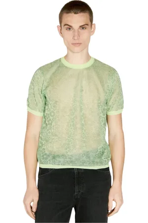 MARTINE ROSE Koszulki, Mężczyzna, Zielony, M, Nylon, Kwiatowy T-shirt z okrągłym dekoltem