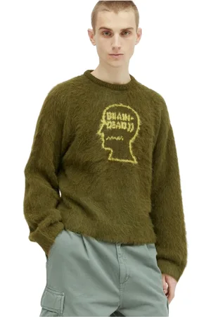 Brain Dead Swetry, Mężczyzna, Zielony, S, Sweter z Logo Head