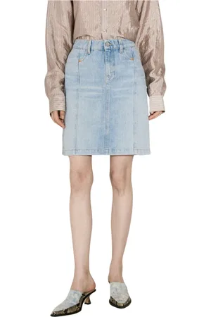 MARTINE ROSE Spódnice, Kobieta, Niebieski, M, Denim, Denim Mini Spódnica z Kieszeniami na Zamek