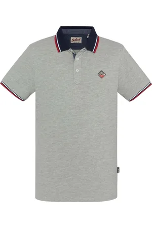 Schott NYC Koszulki, Mężczyzna, Szary, S, Bawełna, Regularny Polo z Logo z Naszywką