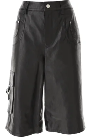 Moschino Szorty, Kobieta, Czarny, L, Cargo Skórzane Bermudy