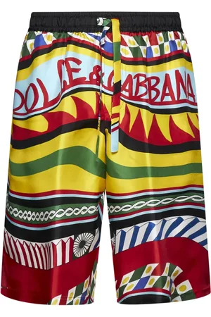 Dolce & Gabbana Szorty, Mężczyzna, Wielobarwność, M, Carreto-print jedwabne szorty bermuda