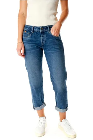 G-Star Jeansy, Kobieta, Niebieski, W27 L28, Denim, Cropped Boyfriend Fit Mid Waist Jeansy