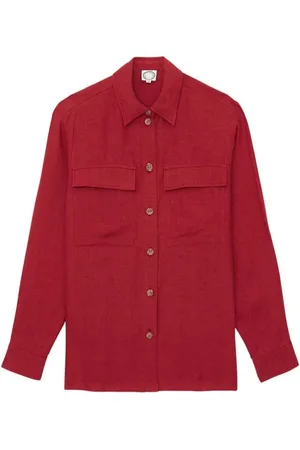 Inès de la Fressange Bluzki, Kobieta, Różowy, XS, Bawełna, Chandler shirt w malinowym lnianym