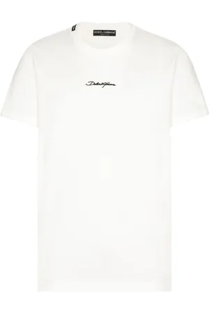 Dolce & Gabbana Koszulki, Mężczyzna, Biały, XS, Biała Bawełniana Koszulka z Logo na Przodzie