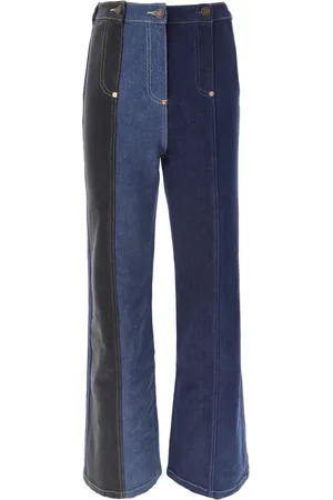 Moschino Jeansy, Kobieta, Niebieski, M, Denim, Patchwork Flare Denim Jeansy