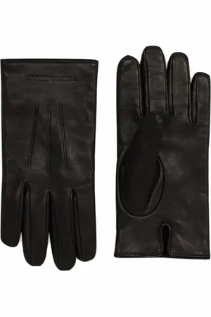 Emporio Armani Akcesoria, unisex, Czarny, L, Skóra, Rękawiczki z owczej skóry z wełną Stylowy Model
