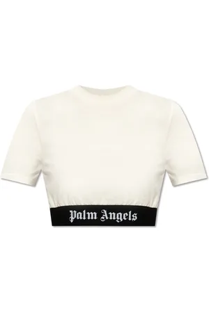 Palm Angels Koszulki, Kobieta, Beżowy, S, Bawełna, Krótki Top