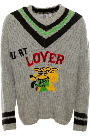 ERL Swetry, Mężczyzna, Szary, M, V-neck Knitwear