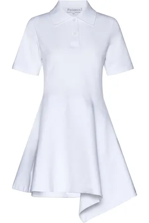 J.W.Anderson Sukienki, Kobieta, Biały, S, Bawełna, Biała asymetryczna sukienka polo