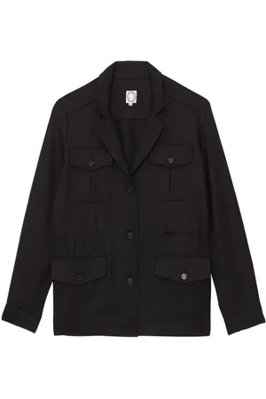 Inès de la Fressange Kurtki, Kobieta, Niebieski, L, Wełna, Midnight wool Flipper Saharienne