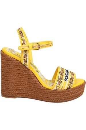 Dolce & Gabbana Buty, Kobieta, Wielobarwność, 35 EU, Skóra, Wielokolorowa Kanwa Skóra Koturn Sandał