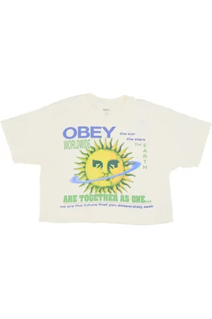 Obey Koszulki, Kobieta, Beżowy, S, Weekend Crop Tee Together As One