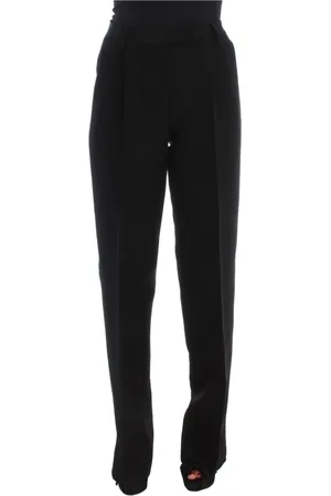 ERMANNO SCERVINO Spodnie, Kobieta, Czarny, S, Bawełna, Czarne spodnie z szerokimi nogawkami w paski
