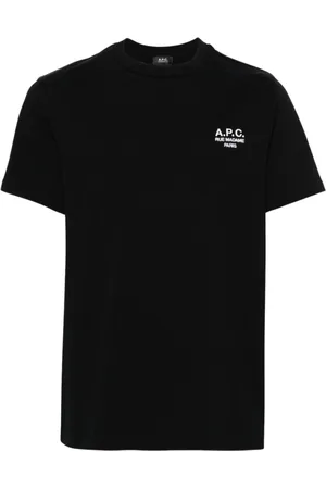 A.P.C. Koszulki, Mężczyzna, Czarny, S, Bawełna, Organiczna Bawełna z Haftem T-shirt