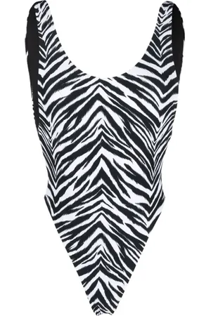 Reina Olga Stroje kąpielowe, Kobieta, Wielobarwność, L, Zebra Print High-Rise Leg Swimsuit