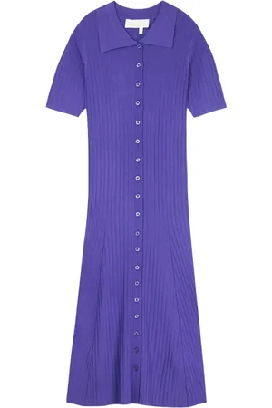 REMAIN Birger Christensen Sukienki, Kobieta, Fioletowy, S, Sukienka Midi z Dzianiny Ella