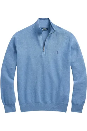 Ralph Lauren Swetry, Mężczyzna, Niebieski, 2XL, Sweter z bawełny w splot miodowej plastra