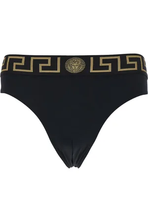 VERSACE Stroje kąpielowe, Mężczyzna, Czarny, 3XL, Czarna Odzież Morska Ikoniczny Greca Slip