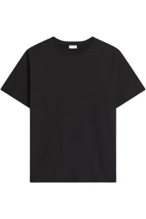 DRIES VAN NOTEN Koszulki, Mężczyzna, Czarny, M, Czarna Koszulka z Okrągłym Dekoltem z Bawełny