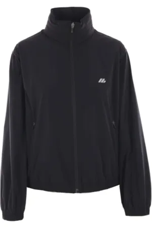 Balenciaga Kurtki, Kobieta, Czarny, XS, Nylon, Czarna Kurtka Wiatrówka Logo Print