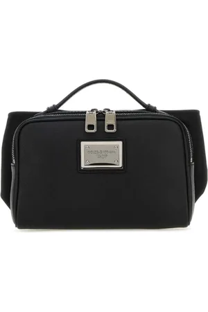 Dolce & Gabbana Torebki, Mężczyzna, Czarny, ONE SIZE, Nylon, Elegancka Czarna Skórzana Torba Pasowa