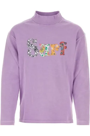 ERL Bluzy, Kobieta, Fioletowy, M, Fioletowy Bawełniany T-shirt z Haftem