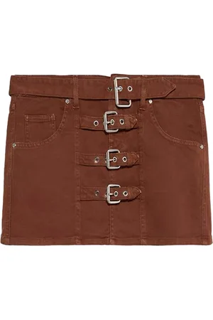 BLUMARINE Spódnice, Kobieta, brązowy, S, Bawełna, Wintage-inspirowana Multi Belt Mini Spódnica