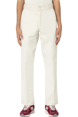 Dickies Spodnie, Mężczyzna, Biały, W30 L32, Spodnie Robocze Twill Średnia Waga Proste Nogi