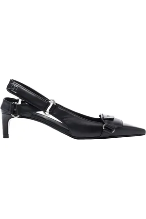 Courrèges Buty, Kobieta, Czarny, 36 EU, Metaliczne Logo Skórzane Obcasy