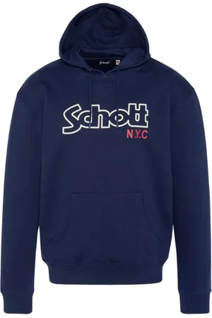 Schott NYC Bluzy, Mężczyzna, Niebieski, XL, Bawełna, Ikoniczny Sweter z Kapturem Sidney - Niebieski