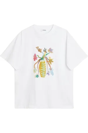 Soulland Koszulki, unisex, Biały, S/M, Bawełna, Organiczna Bawełna T-shirt z Kwiatami